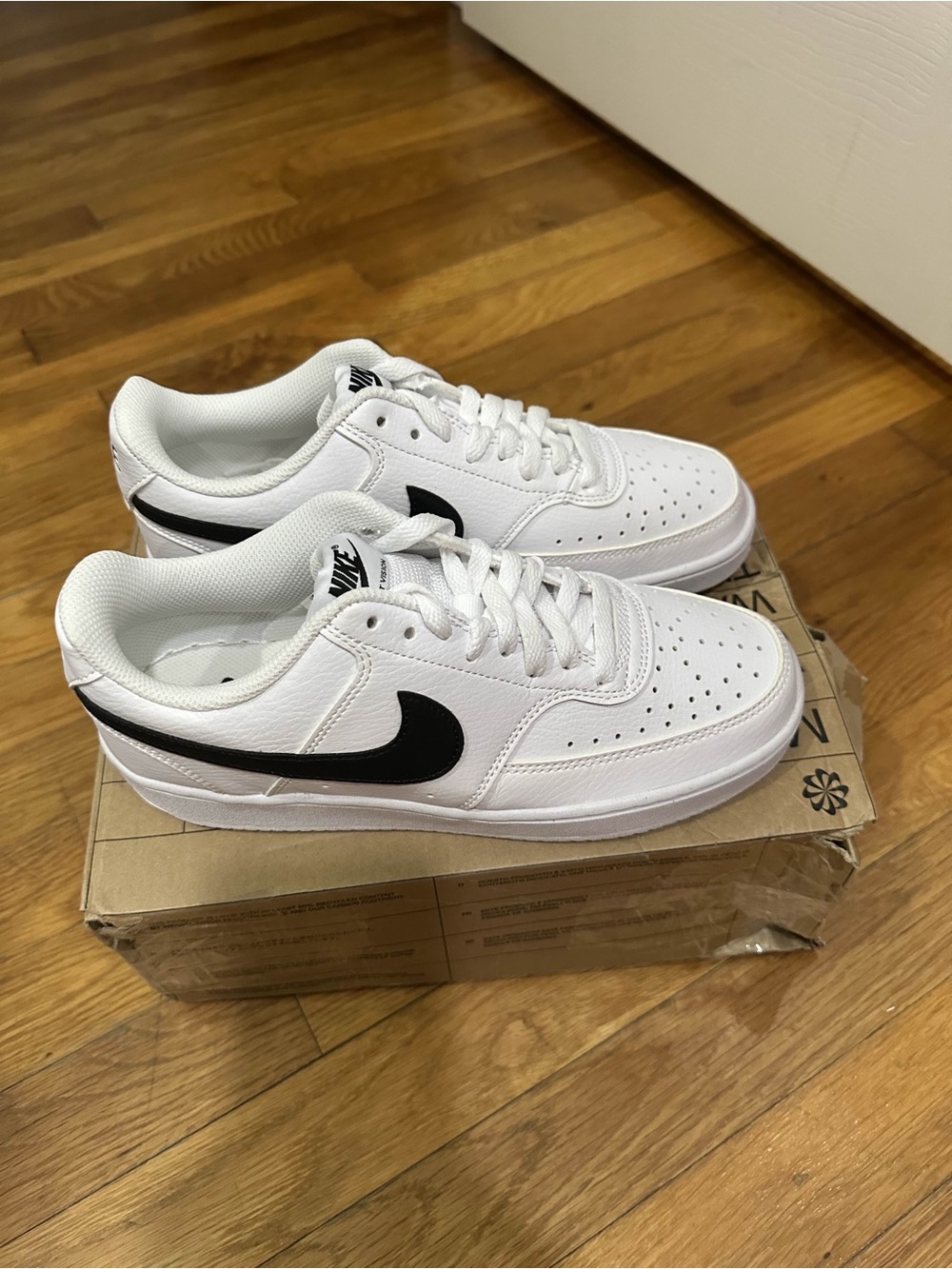 *New with Defects* Nike Court Vision Low Women White Black (DH3158-101) Size 8W